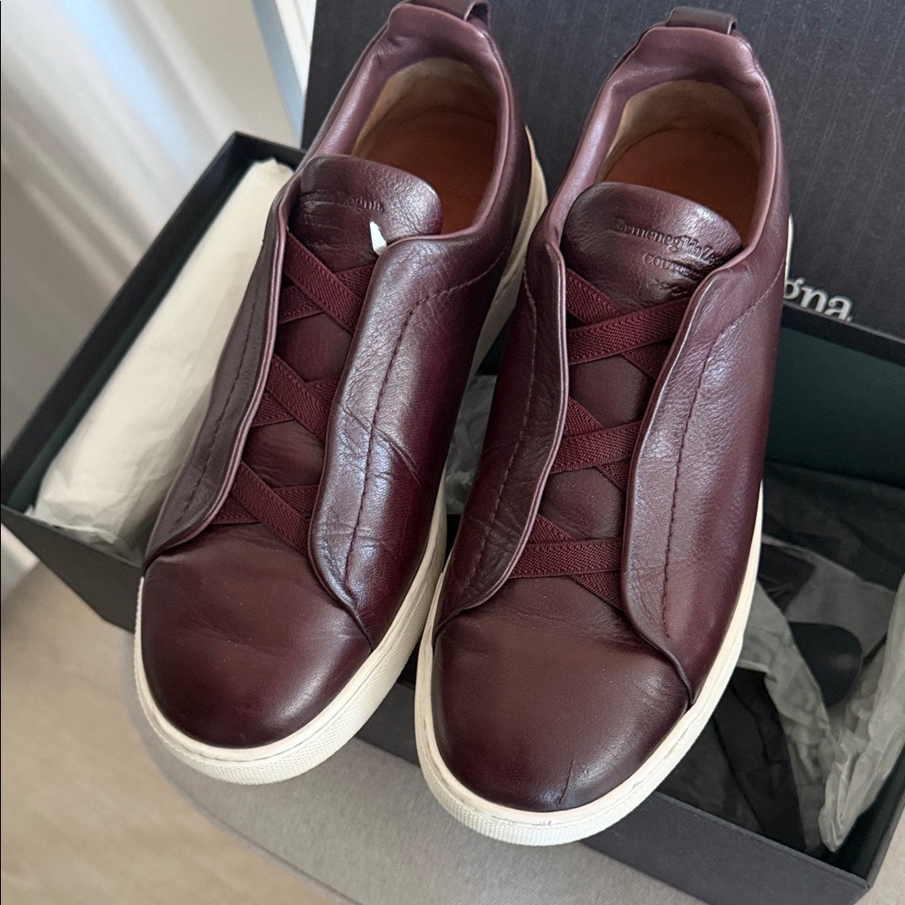 Ermenegildo Zegna Men's Dark Red Sneakers - Picture 3 of 7